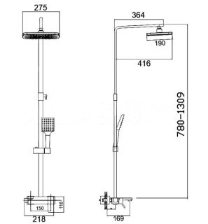 Душевая стойка Haiba HB24818-7 чёрный матовый